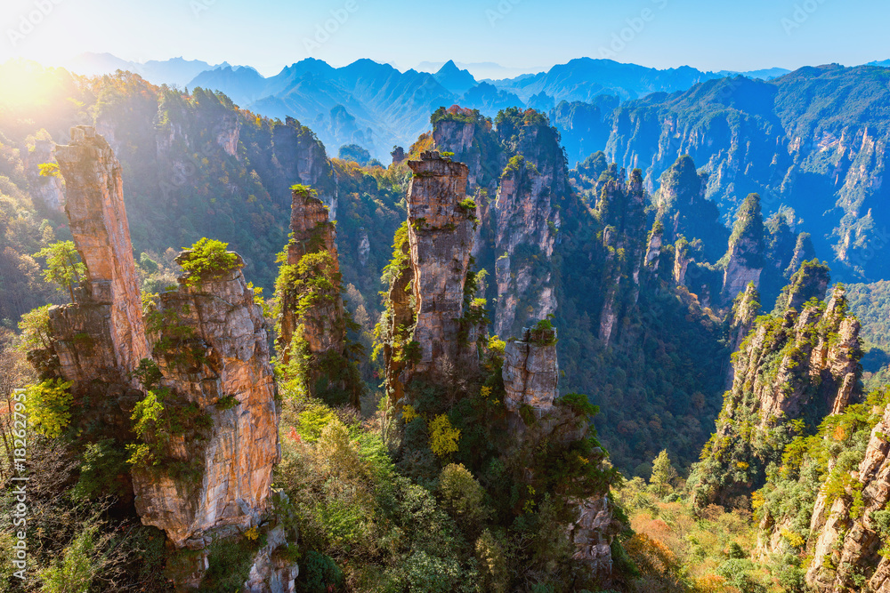 Obraz premium Colorful cliffs in Zhangjiajie Forest Park.