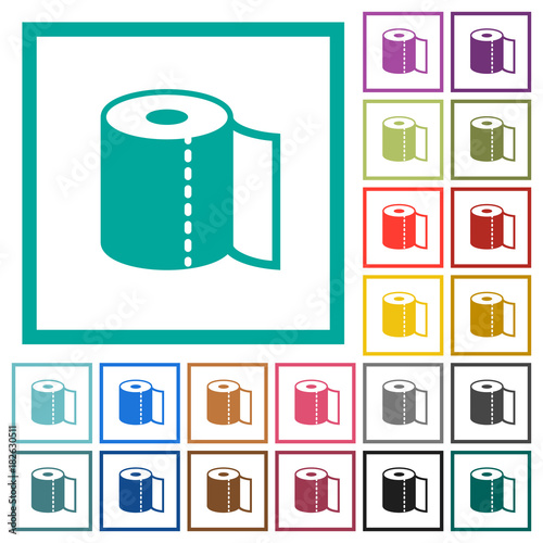 Paper towel flat color icons with quadrant frames