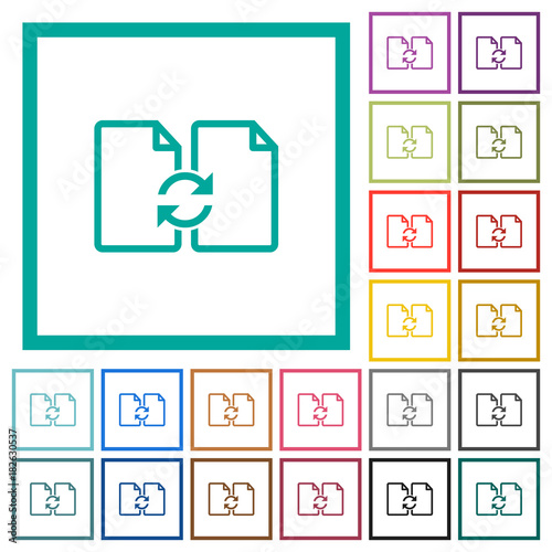 Swap documents flat color icons with quadrant frames