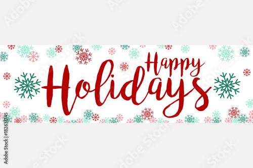 Red Green Happy Holidays on White Background Vector Banner 3