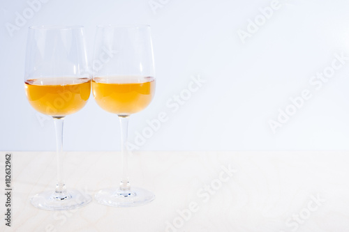 Two glasses with white wine