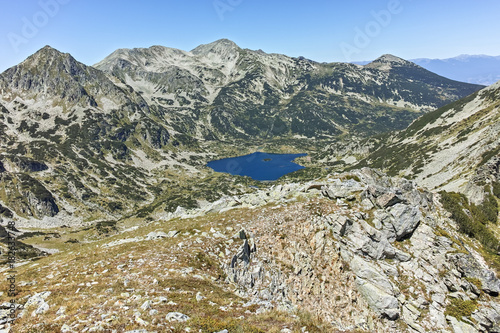 Amazing Landscape of Popovo lake and Polezhan peak from Dzhano peak, Pirin Mountain, Bulgaria