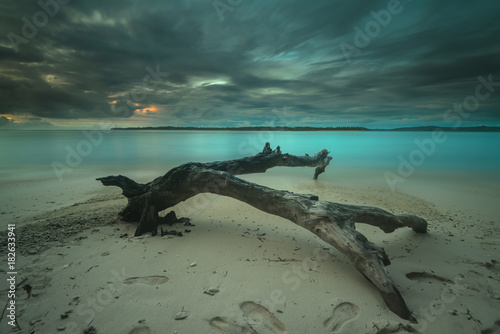 beautiful sunset and sunrise landscape in Mentawai island photo