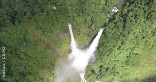 Wallpaper Mural Video Beautiful waterfall. in southern Laos.It is a place to visit the natural beauty.Mountain forest waterfall landscape.Top view,Aerial view,waterfall amazing nature background,Rainforest Torontodigital.ca