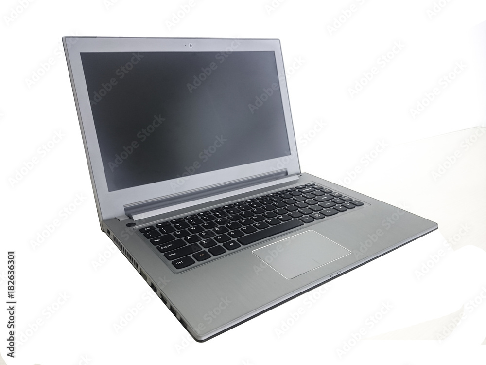 modern laptop (grey color) is isolated on white background modern laptop (grey color) is isolated on white background