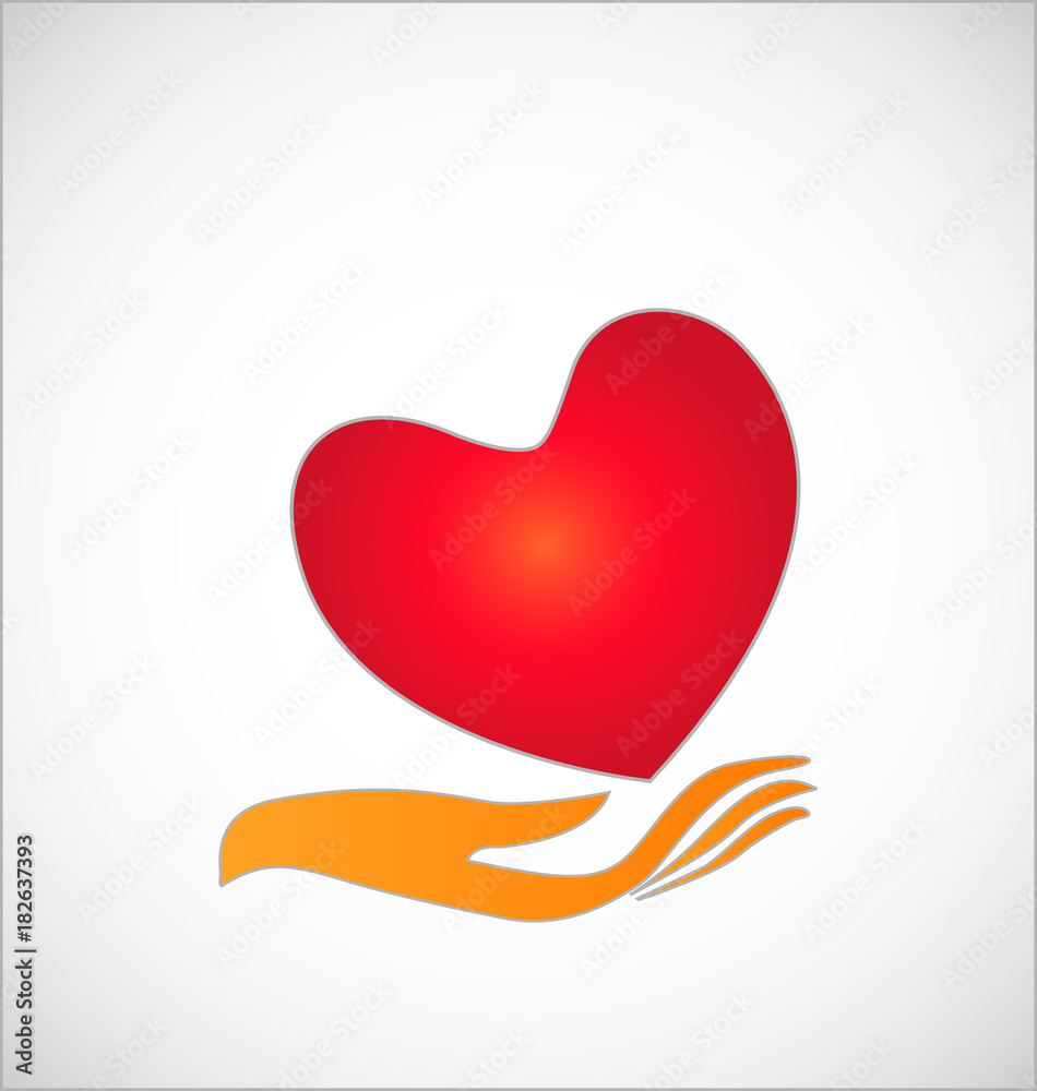 Charity donation, heart and hand symbol Charity donation, heart and hand symbol