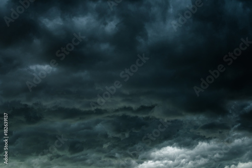 Dark sky and black clouds, Dramatic storm clouds before rainy, Closeup black cloud motion