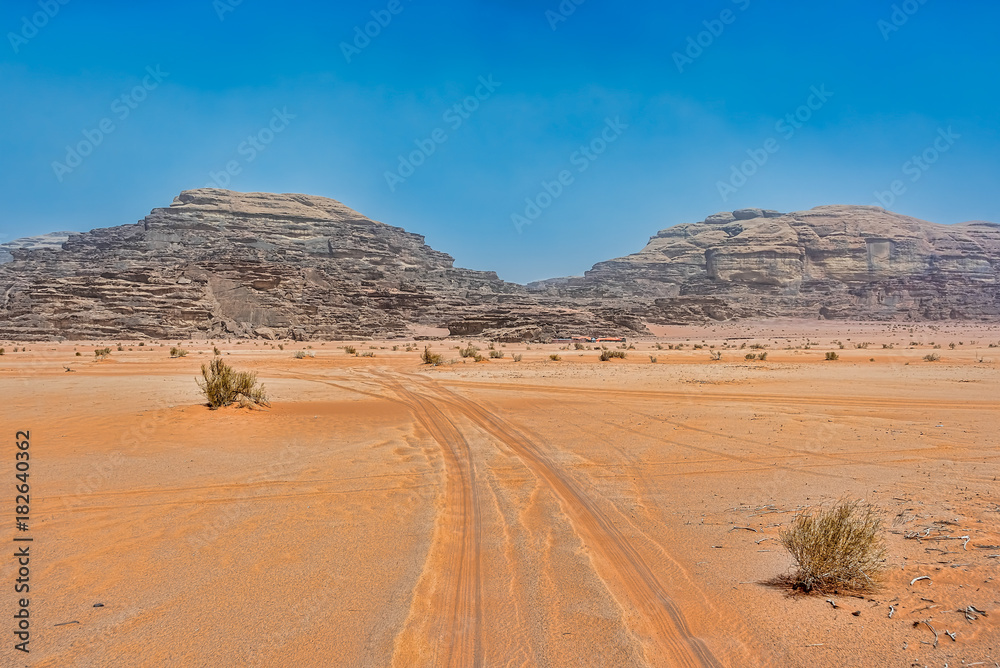 Desert landscape under blue skies