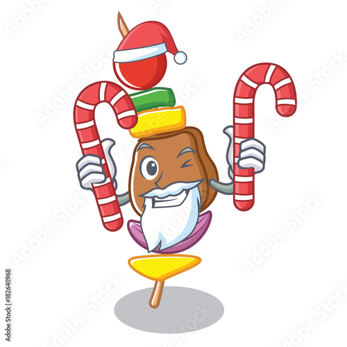 Santa with candy barbecue character cartoon style