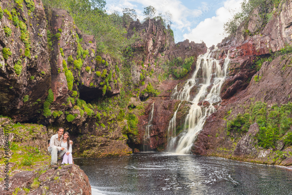 El Zorro Waterfall, in the Amazonas state, in southern Venezuela Stock