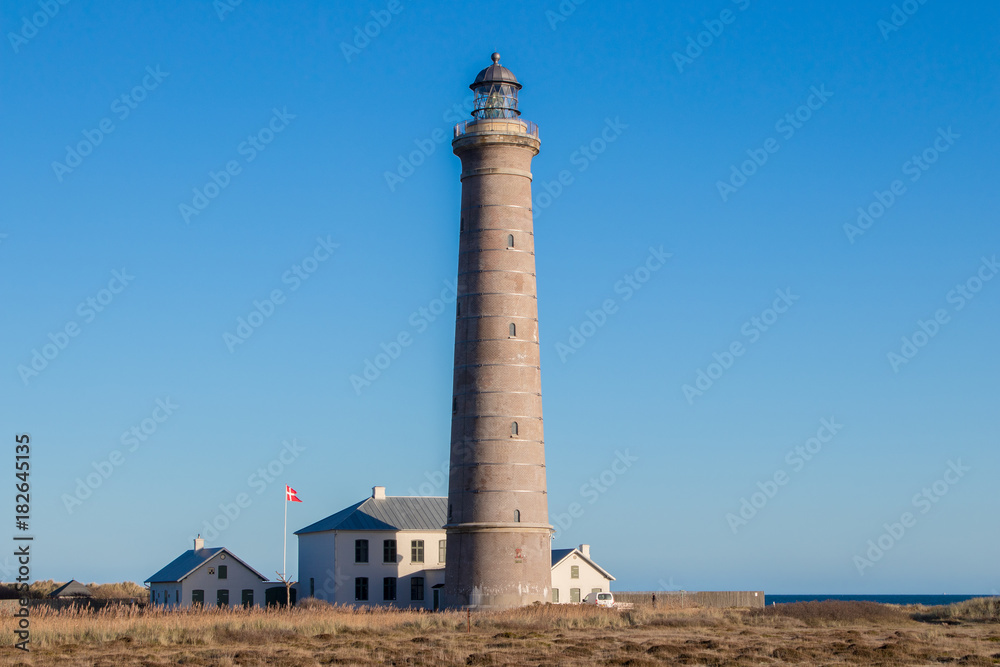 Skagen lighthouse in northern Denmark. The lighthouse was built in 1858 and with its 46m it is Denmarks second tallest. Skagen lighthouse in northern Denmark. The lighthouse was built in 1858 and with its 46m it is Denmarks second tallest.