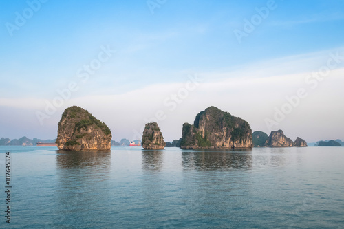 Beautiful view of rock island in Halong Bay, Vietnam.It is a beautiful natural wonder in northern Vietnam near the Chinese border.