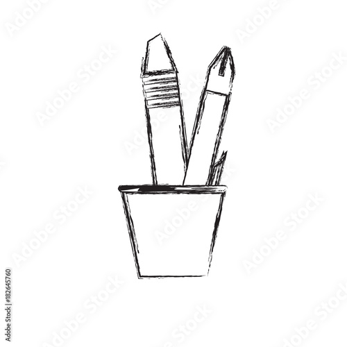 cup with writing tools icon