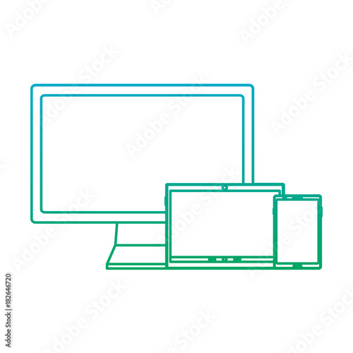 computer monitor with laptop icon image vector illustration design  blue to green ombre