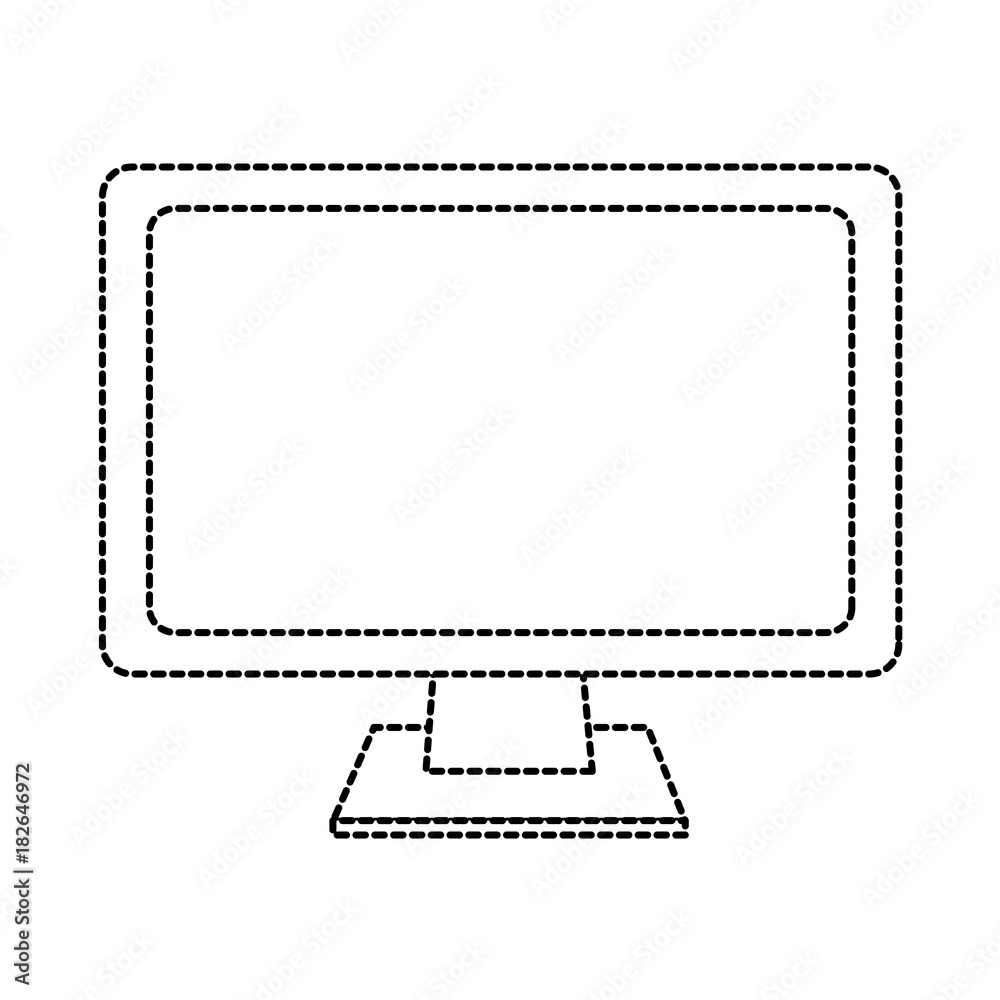 computer monitor icon image vector illustration design  black dotted line