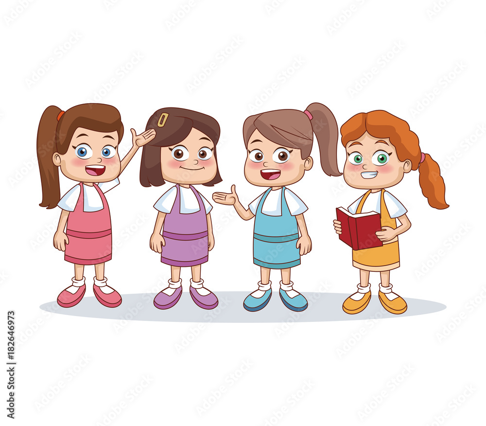 School girls cartoon icon vector illustration graphic design School girls cartoon icon vector illustration graphic design