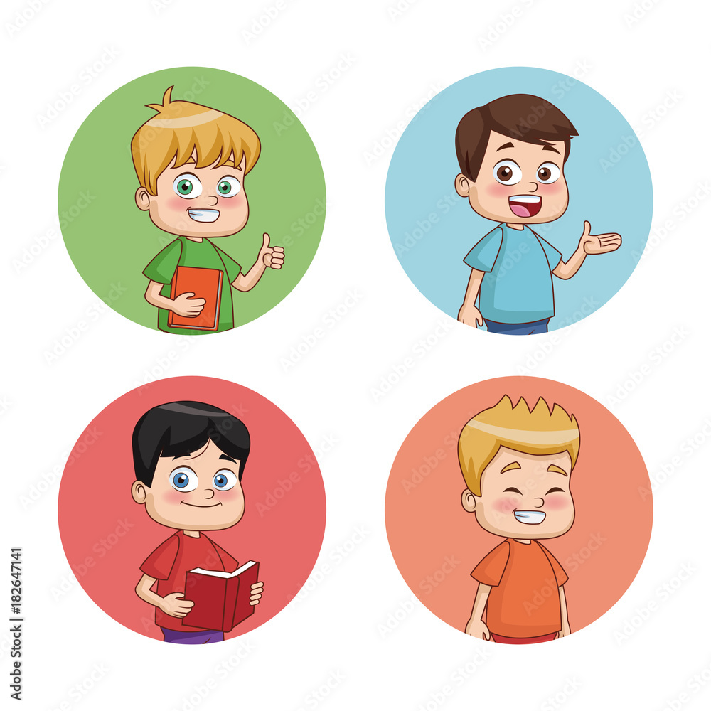 Students kids round icons icon vector illustration graphic design Students kids round icons icon vector illustration graphic design
