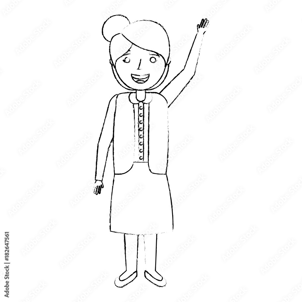 elderly woman grandmother character happy expression sketch vector illustration