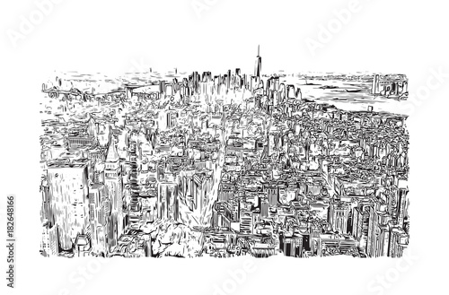 Sketch illustration of New York City, USA in vector.