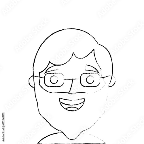 the face old man profile avatar of the grandfather sketch vector illustration