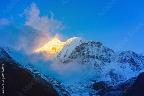Sunrise in Himalayas mountains, Nepal