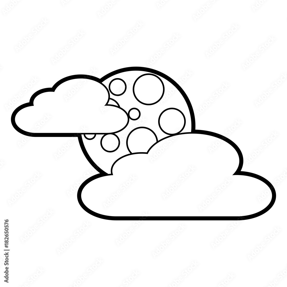 cloud moon night sky nature scene vector illustration outline cloud moon night sky nature scene vector illustration outline