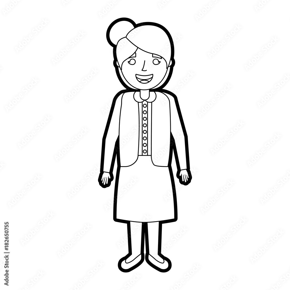 elderly woman grandmother character happy expression vector illustration outline elderly woman grandmother character happy expression vector illustration outline