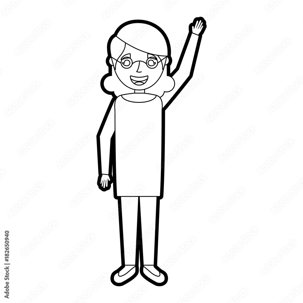 elderly woman grandmother character happy expression vector illustration outline elderly woman grandmother character happy expression vector illustration outline