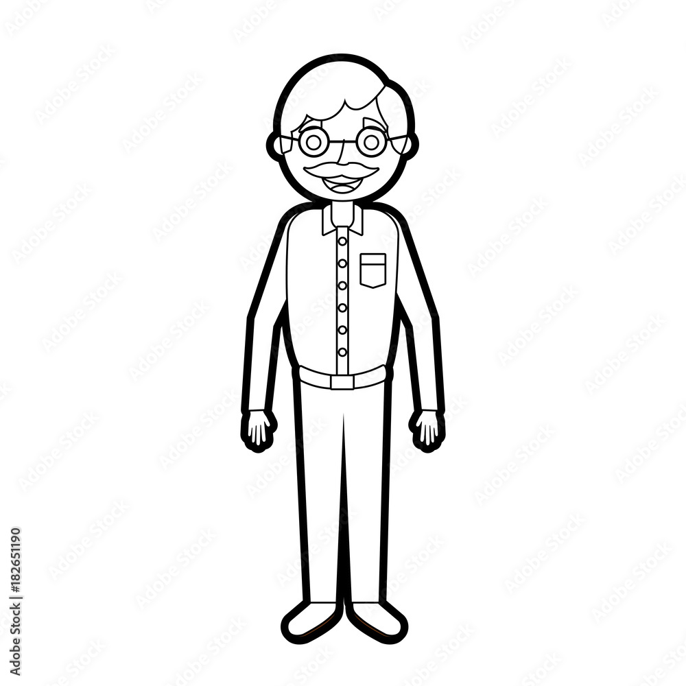 old man grandfather character standing vector illustration outline old man grandfather character standing vector illustration outline