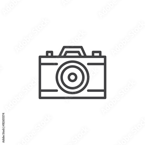 Photo camera line icon, outline vector sign, linear style pictogram isolated on white. Camera symbol, logo illustration. Editable stroke