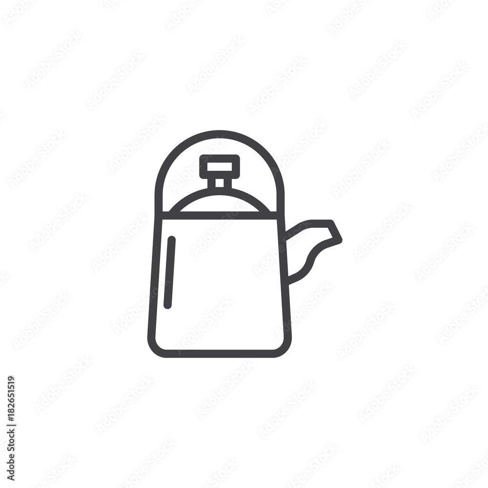 Kettle line icon, outline vector sign, linear style pictogram isolated on white. Symbol, logo illustration. Editable stroke Kettle line icon, outline vector sign, linear style pictogram isolated on white. Symbol, logo illustration. Editable stroke