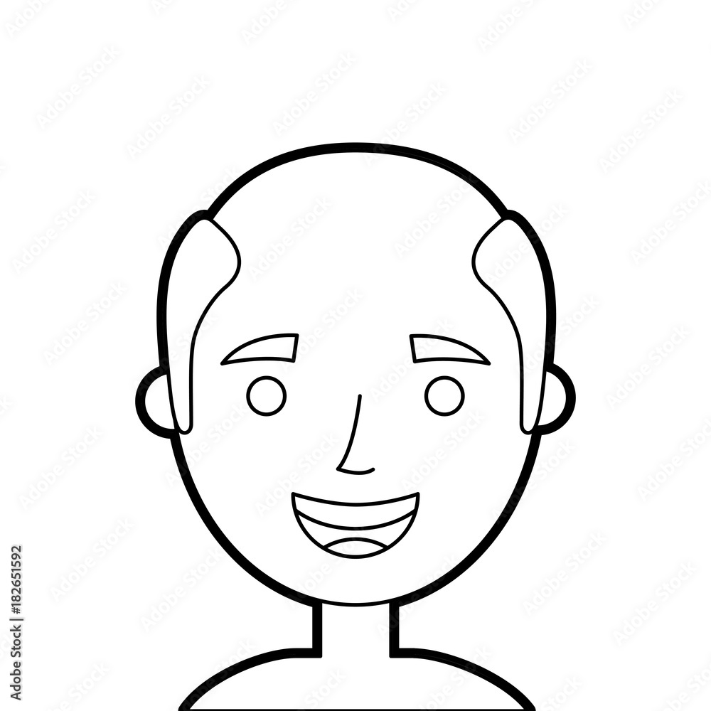 the face old man profile avatar of the grandfather vector illustration outline