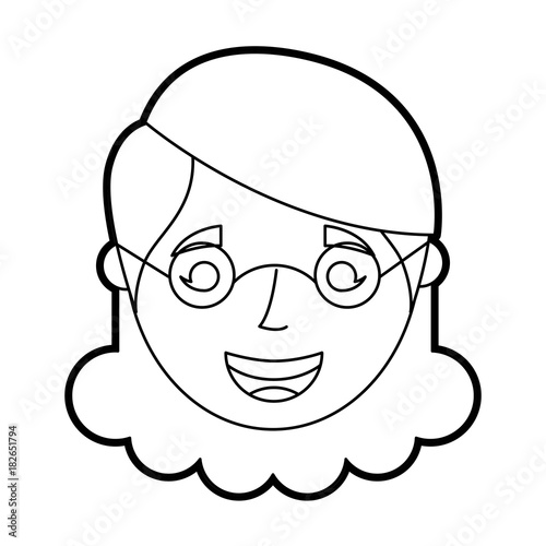 old woman face lady grandma cartoon character vector illustration outline