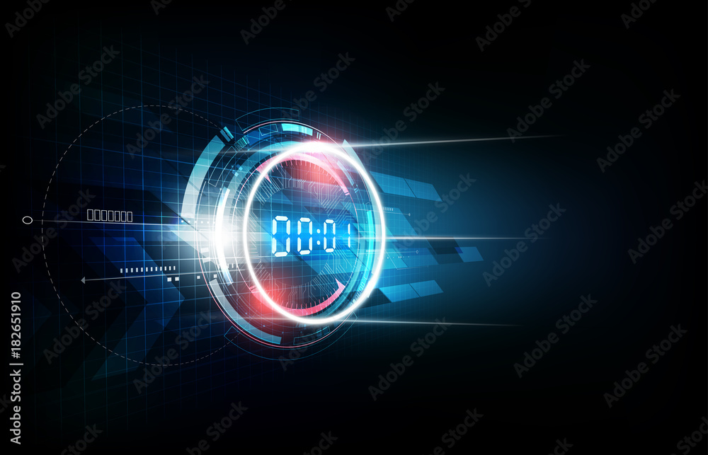 Abstract Futuristic Technology Background with Digital number timer concept and countdown, vector illustration Abstract Futuristic Technology Background with Digital number timer concept and countdown, vector illustration