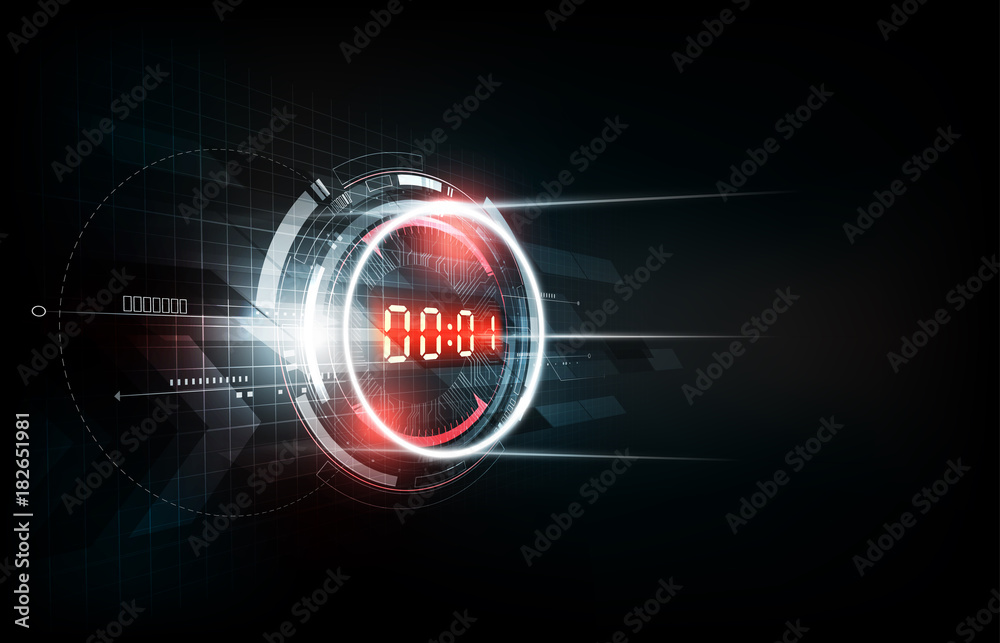 Abstract Futuristic Technology Background with Digital number timer concept and countdown, vector illustration