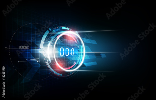 Abstract Futuristic Technology Background with Digital number timer concept and countdown, vector illustration