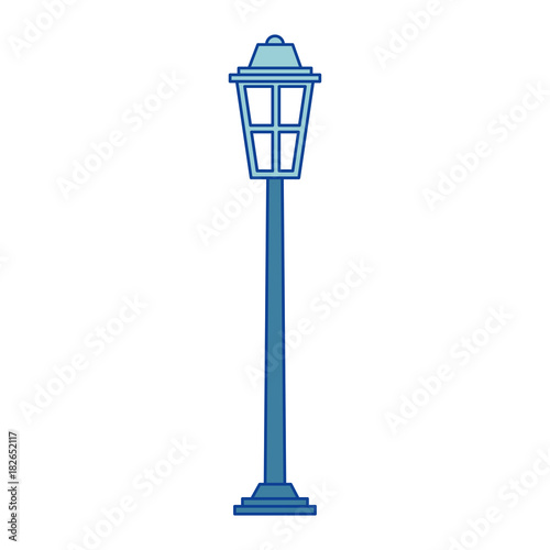 park street lamp light glass vintage decoration blue vector illustration