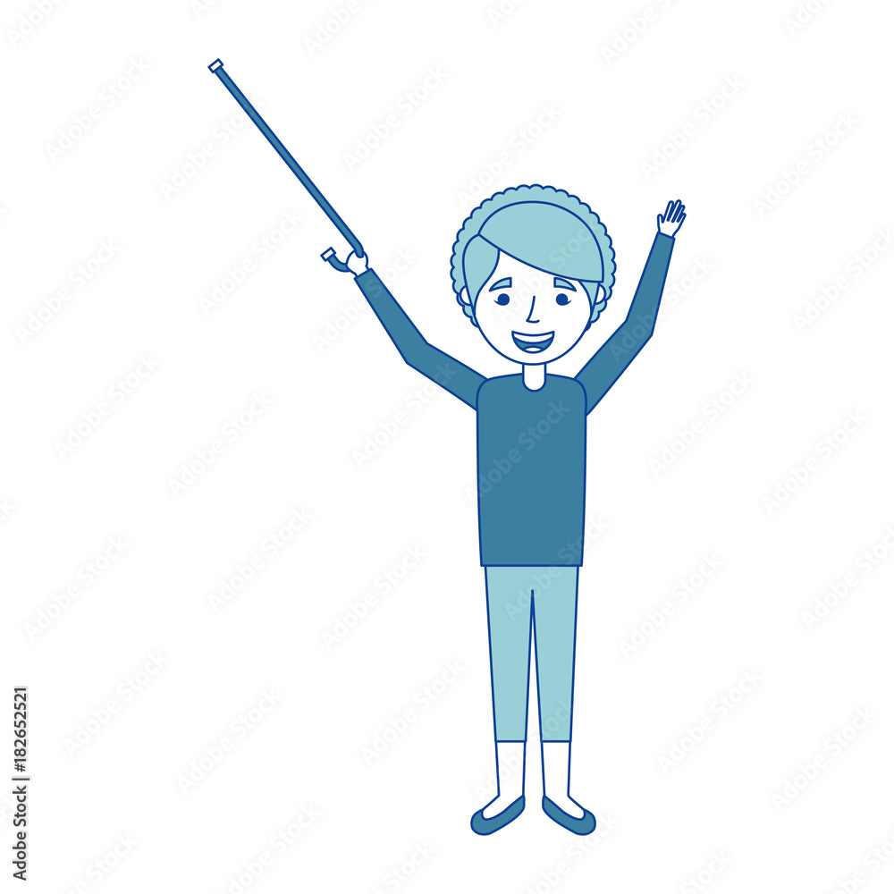 elderly woman grandmother character happy expression blue vector illustration