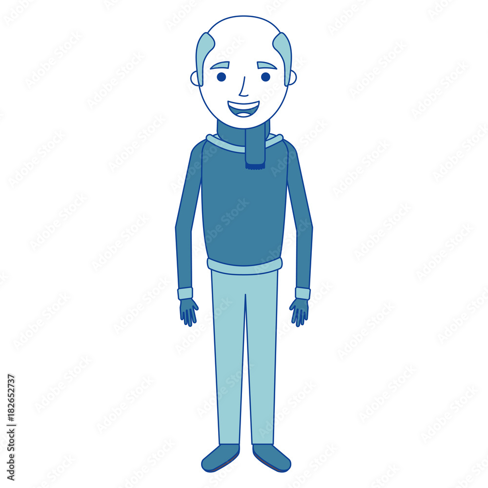old man grandfather character standing blue vector illustration old man grandfather character standing blue vector illustration