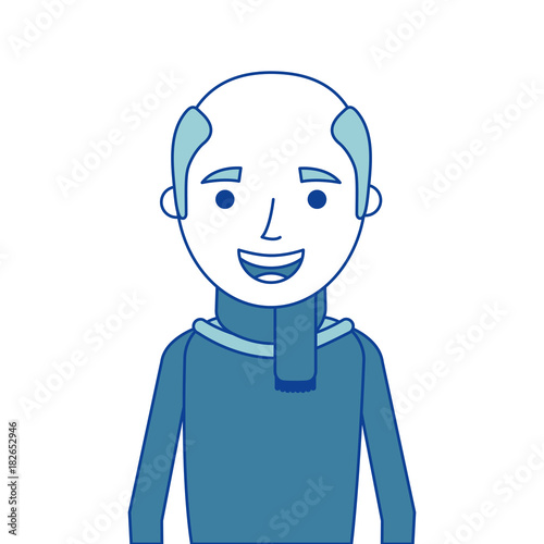 old man portrait of a pensioner grandfather character blue vector illustration