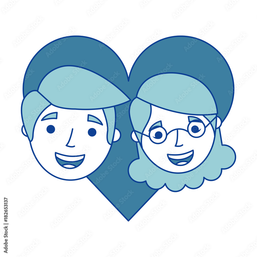 happy grandparents portrait old lovely couple in love characters blue vector illustration happy grandparents portrait old lovely couple in love characters blue vector illustration