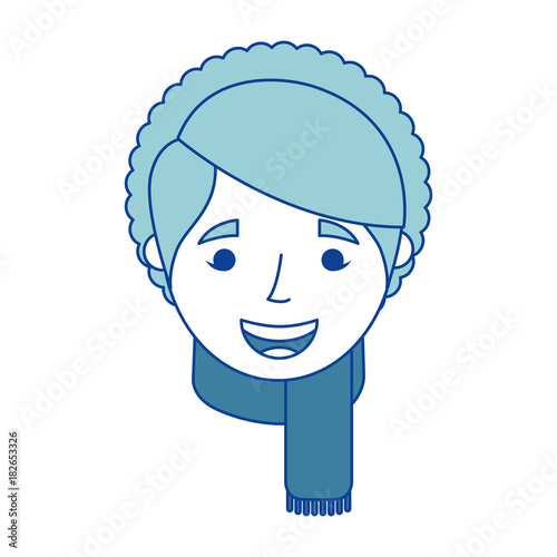 old woman face happy lady grandma cartoon blue vector illustration