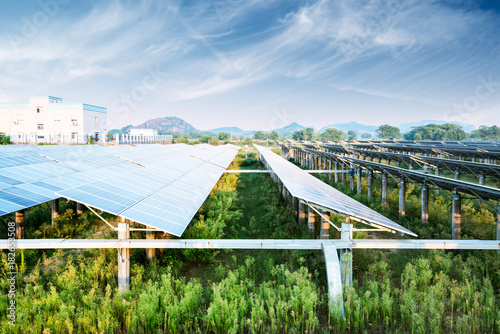 Solar panels, photovoltaic - alternative electricity source - selective focus, copy space