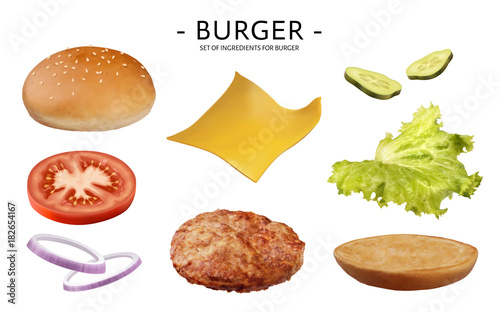 Hamburger ingredients set