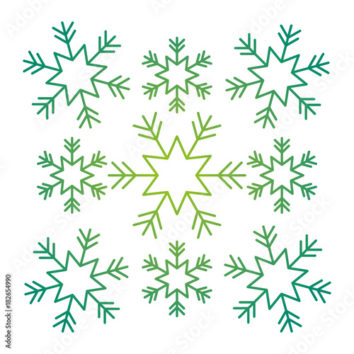 snowflakes christmas icons collection graphic abstract vector illustration