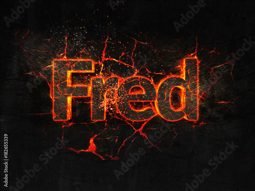 Fred Fire text flame burning hot lava explosion background. Fototapet