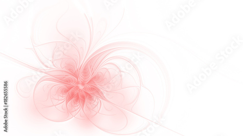 Abstract fractal pale pink flower on a white background with copy space
