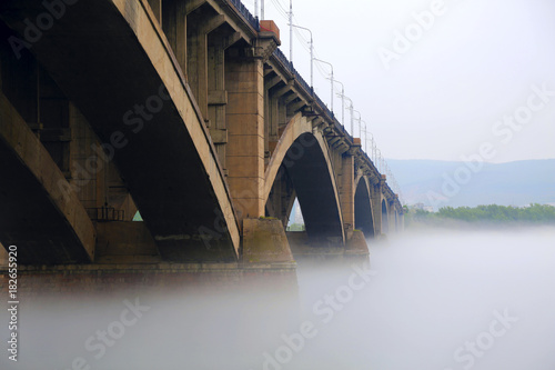 The Bridge aver the Yenisey River. Krasnoyarsk.