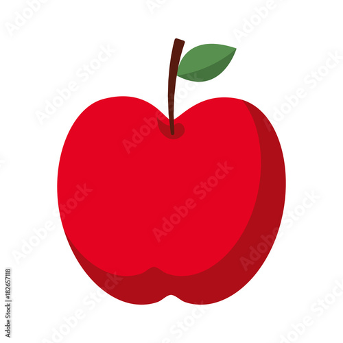 red apple fruit fresh food health icon vector illustration