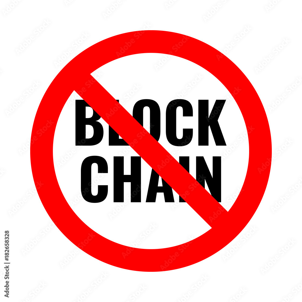 blockchain forbidden, flat red round sign blockchain forbidden, flat red round sign